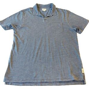 Todd Snyder Navy and White Striped Short-Sleeve Polo